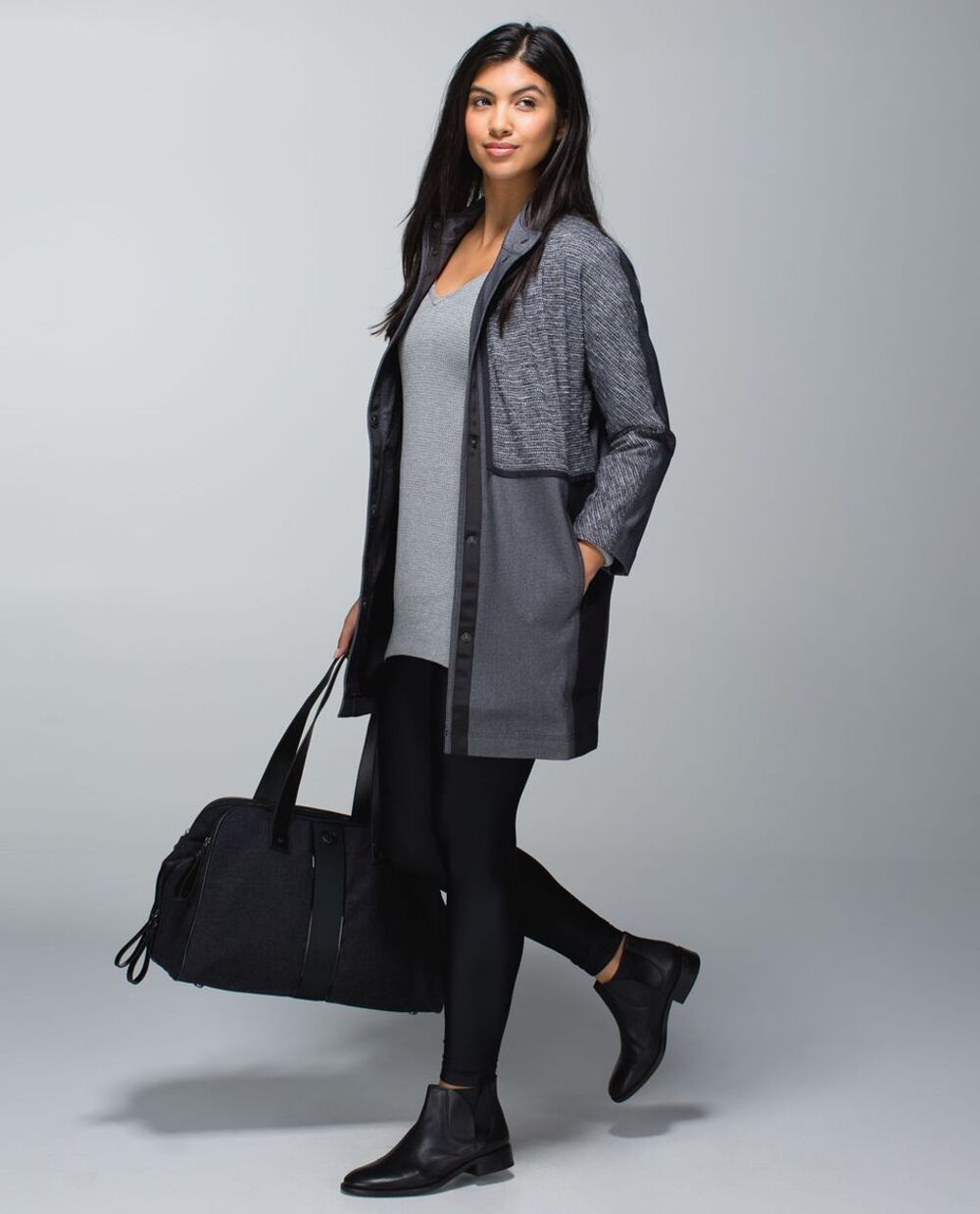 Lululemon Cocoon Car Coat Coco Pique Shine Dot Black XS